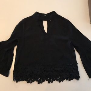 Black River black blouse with choker neck.